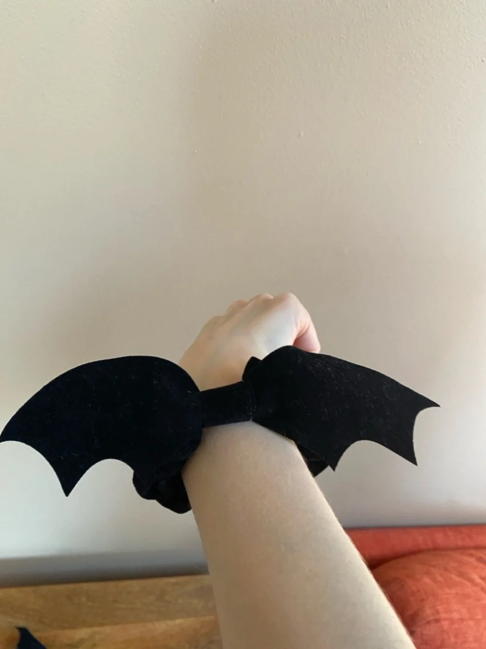 2 Black Suede Gothic Goth Bat Shaped Hair Scrunchies Hair Accessories
